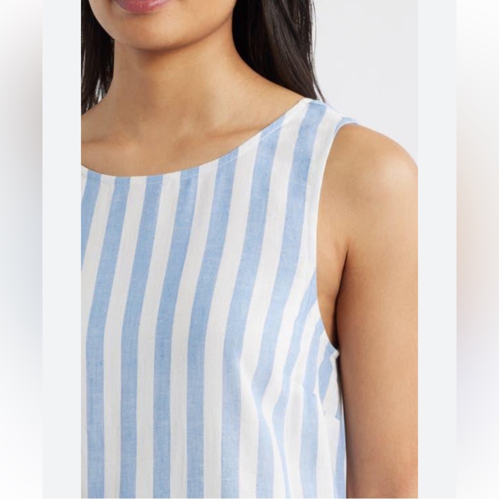 Reformation Striped Sky Blue and White Mini Dress